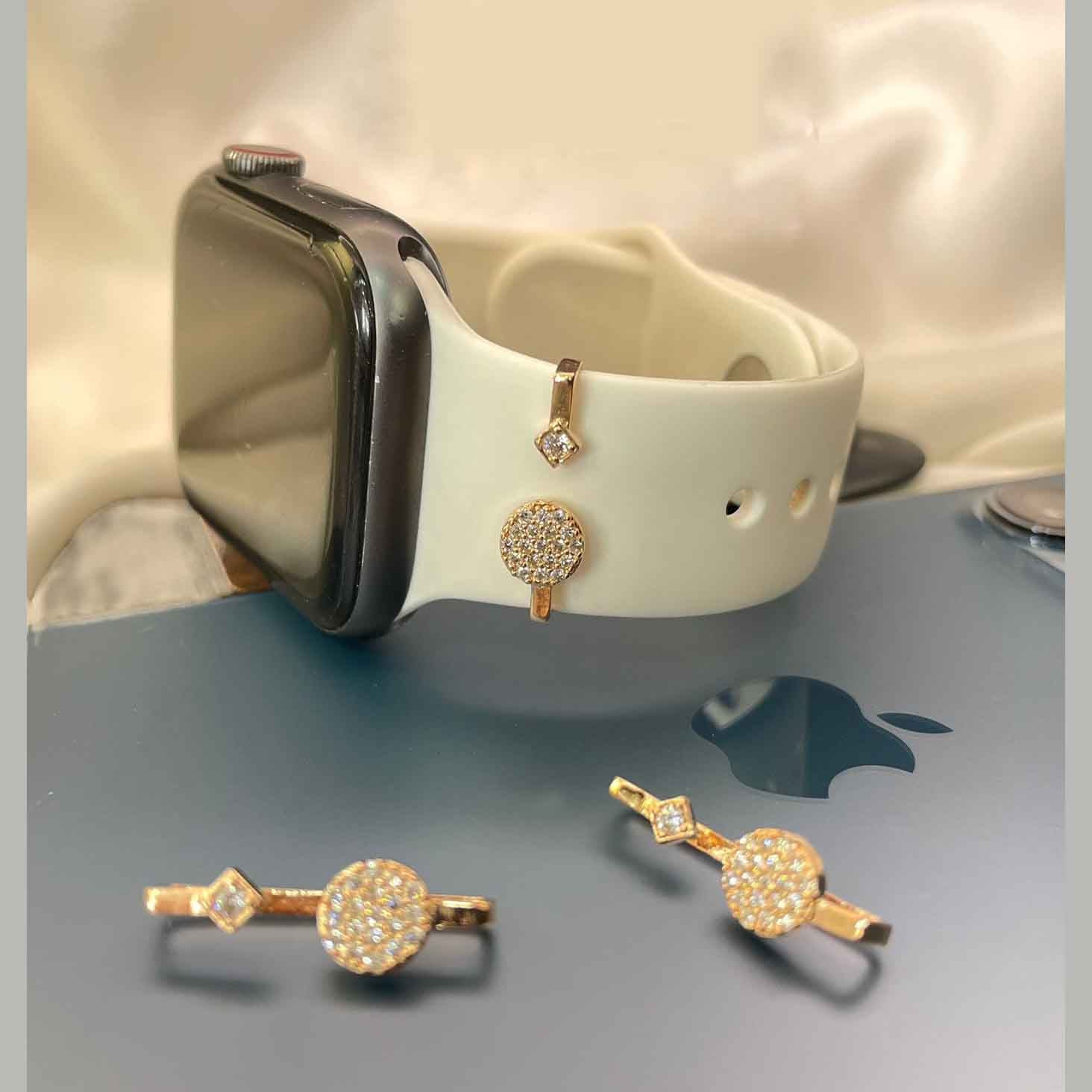 Round Square CZ Rose Gold Anti Tarnish 1 Piece Watch Charm Band Bulk