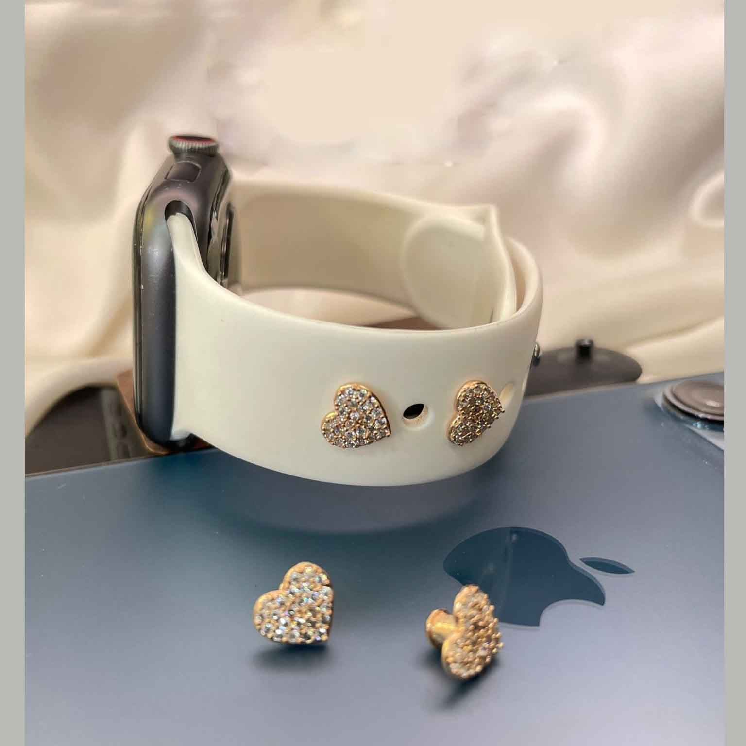 Heart CZ 18K Rose-Gold Anti Tarnish 1 Piece Watch Charm Band Bulk