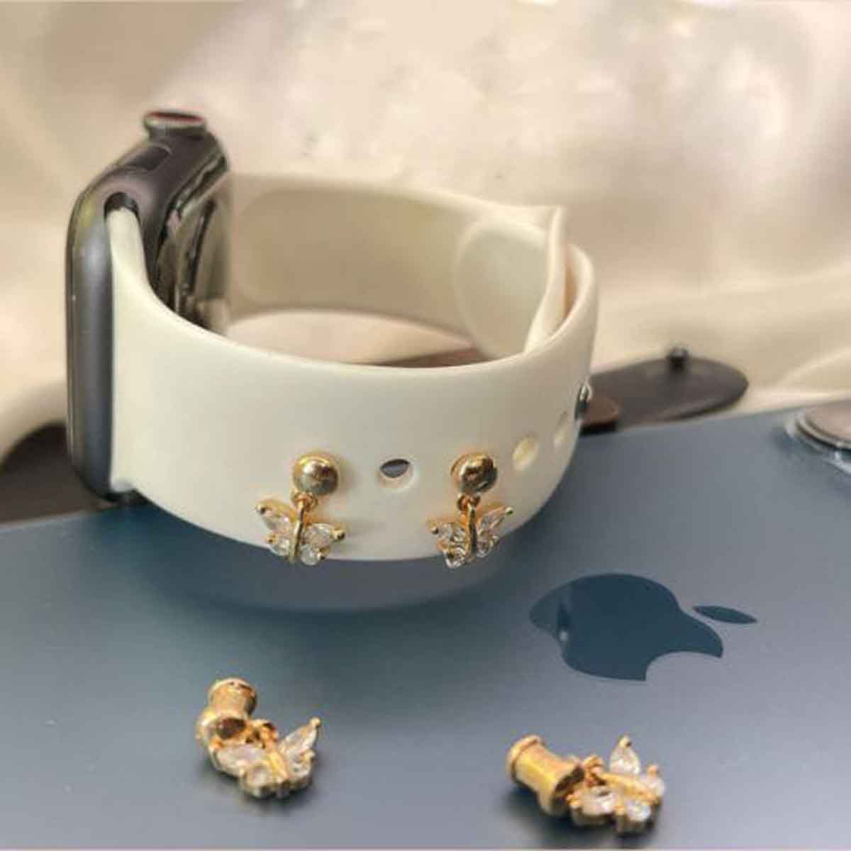 Butterfly CZ 18K Rose Gold Anti Tarnish 1 Piece Watch Charm Band Bulk Main image