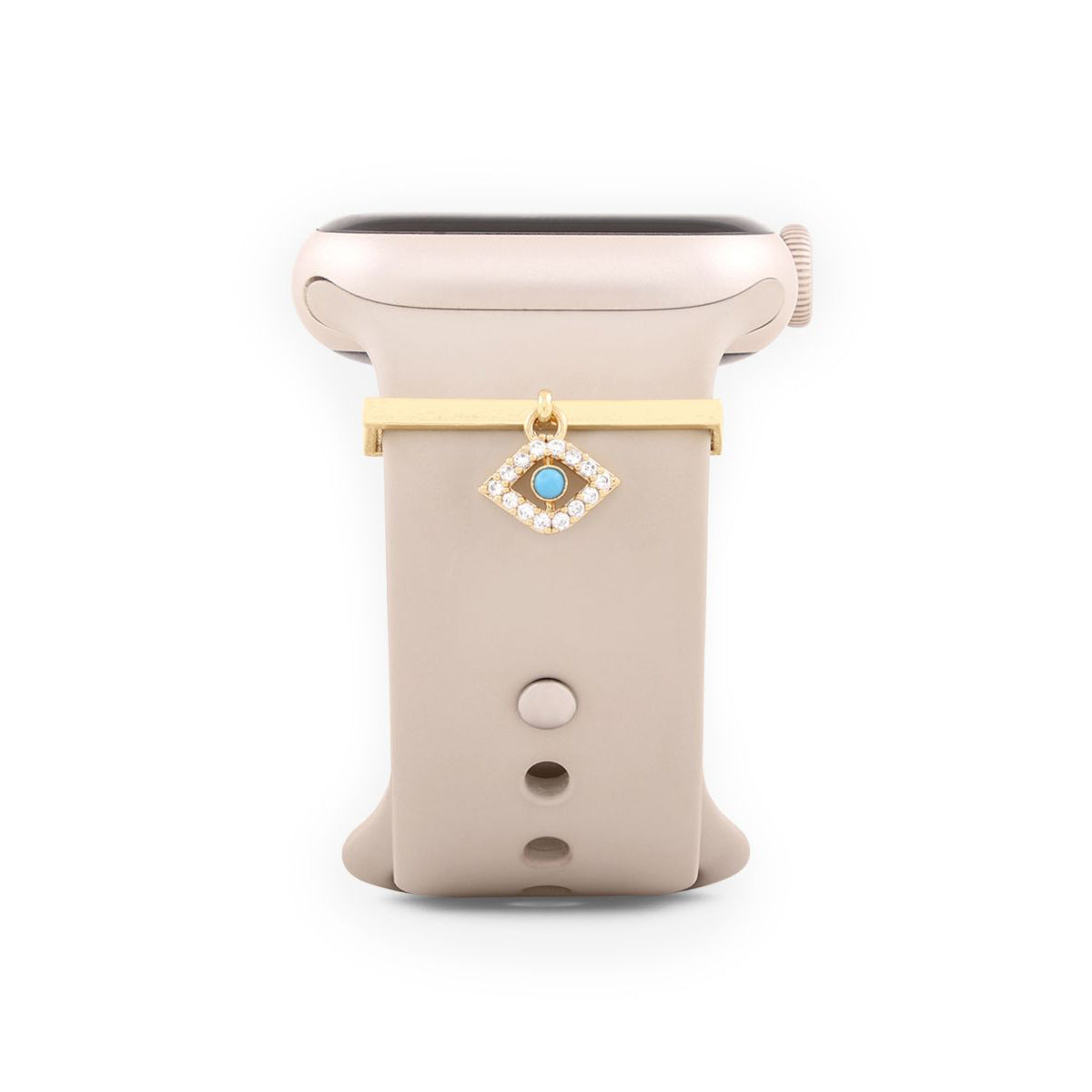 Evil Eye Shape Pendant Decorative Ring Loops Gold Cubic Zirconia Copper Watch Charm Band For Women Main image