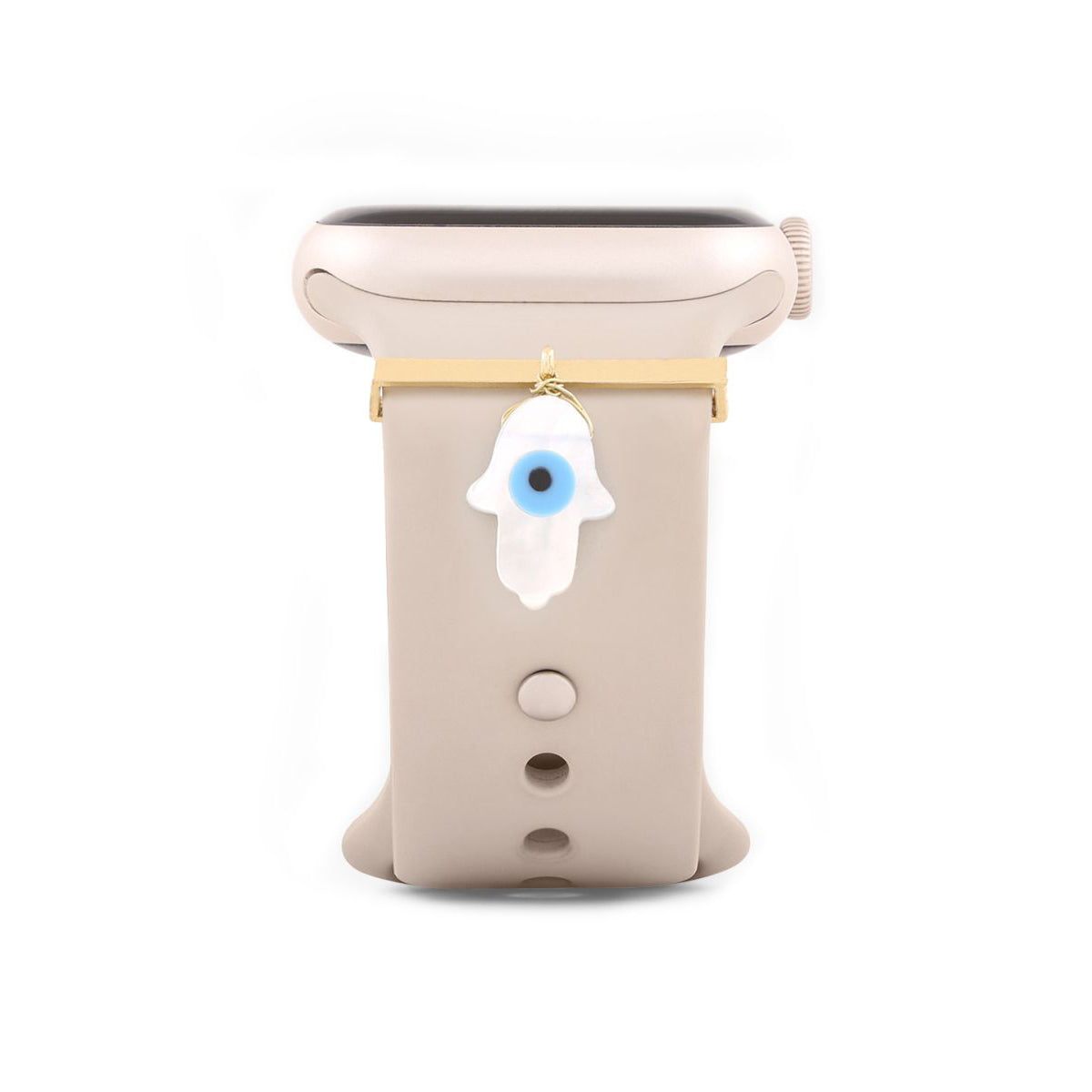 Evil Eye Hamsa Hand Shape Pendant Decorative Ring Loops Copper Mother Of Pearl Gold Watch Charm Band For Women Main image