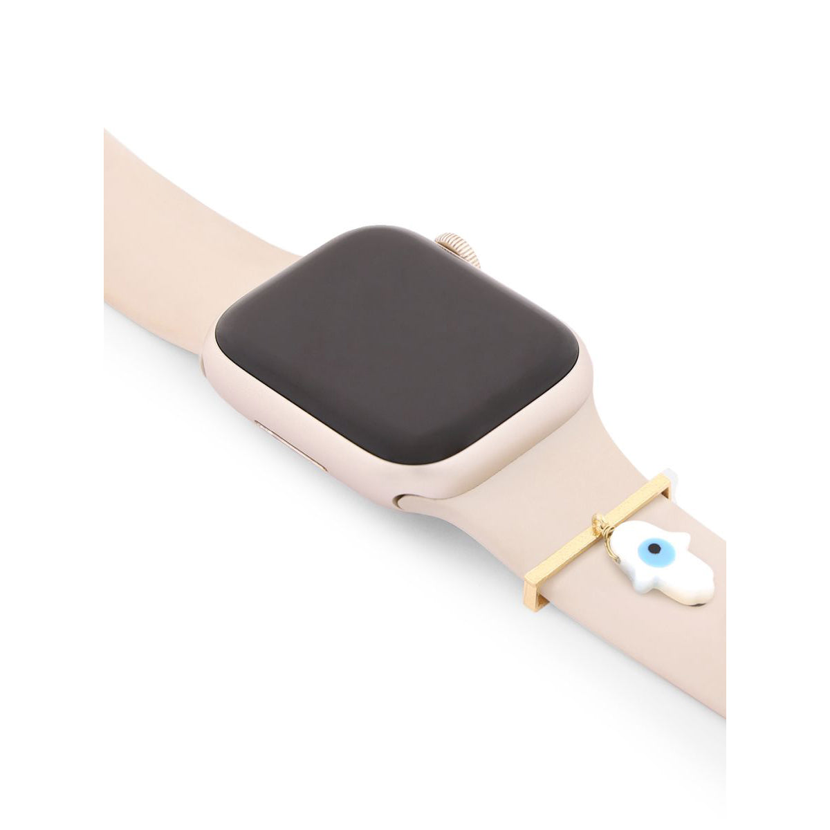 Evil Eye Hamsa Hand Shape Pendant Decorative Ring Loops Copper Mother Of Pearl Gold Watch Charm Band For Women