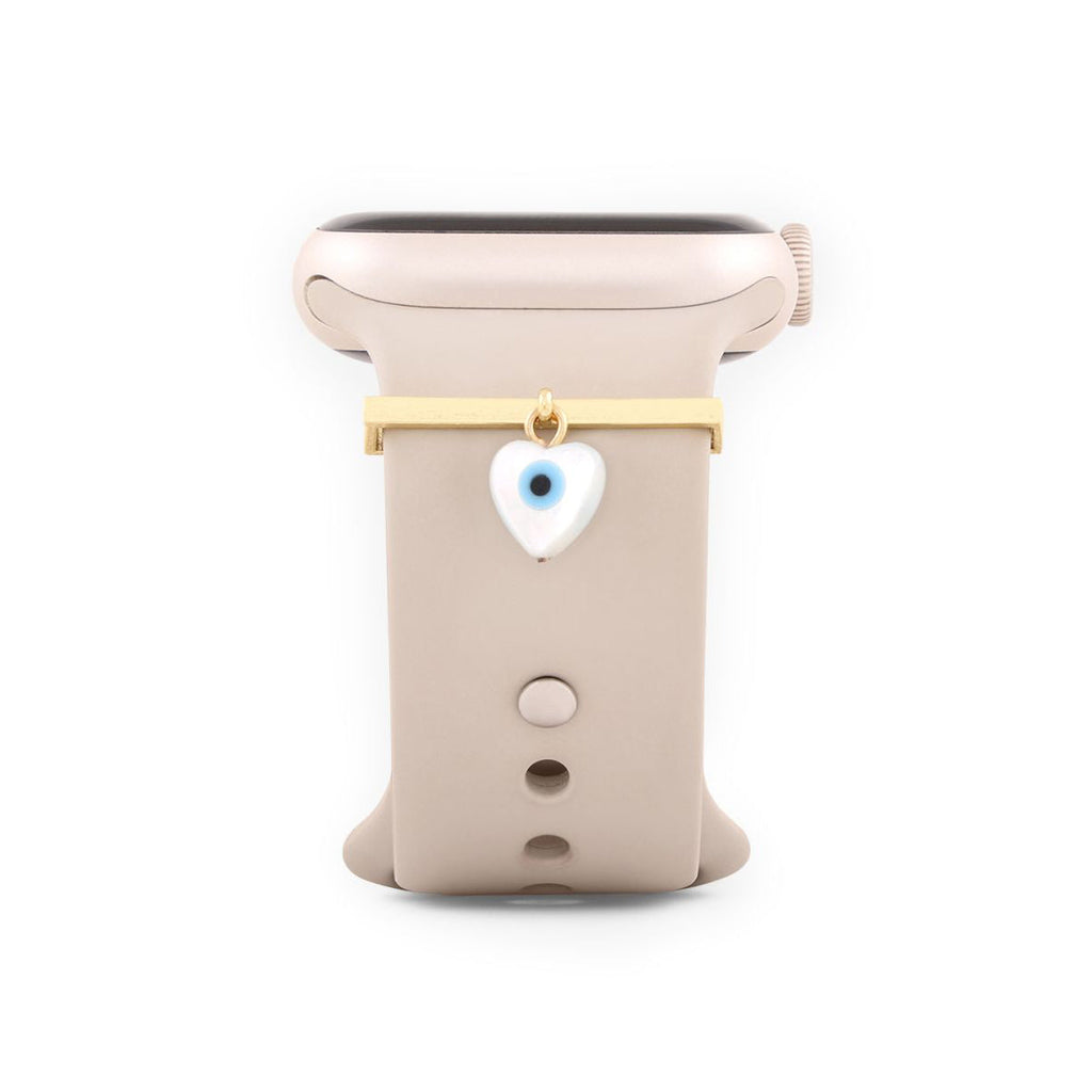 Evil Eye Hamsa Hand Shape Pendant Decorative Ring Loops Copper Mother Of Pearl Gold Watch Charm Band Women