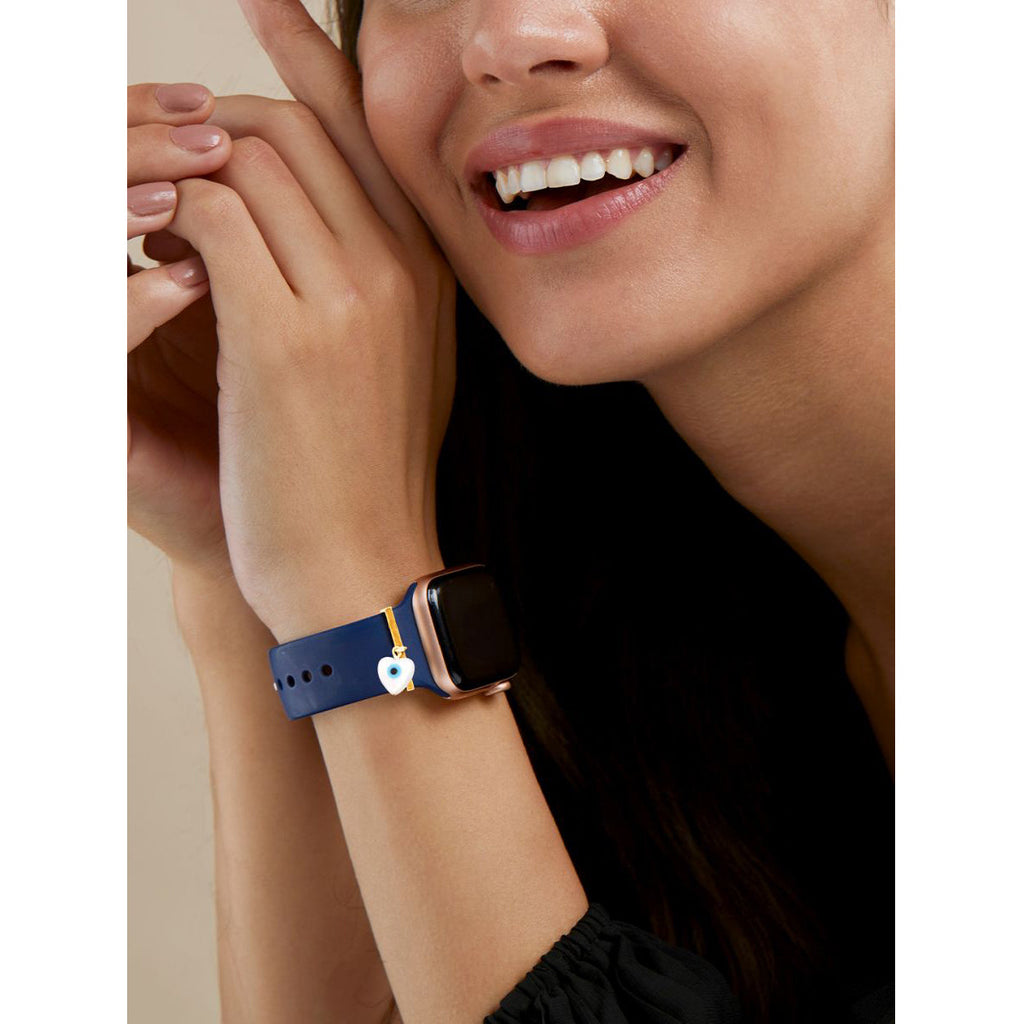 Evil Eye Hamsa Hand Shape Pendant Decorative Ring Loops Copper Mother Of Pearl Gold Watch Charm Band Women