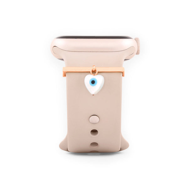 Evil Eye Hamsa Hand Shape Pendant Decorative Ring Loops Copper Mother Of Pearl Gold Watch Charm Band Women Secondary image