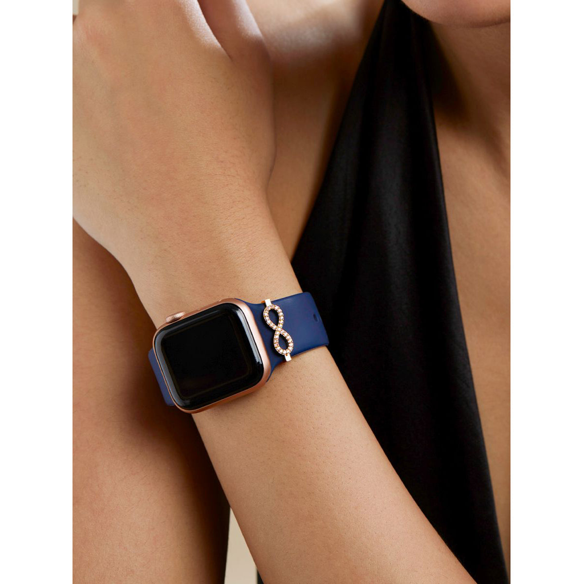 Infinity Shape Pendant Decorative Ring Loops Copper Cubic Zirconia Gold Watch Charm Band For Women