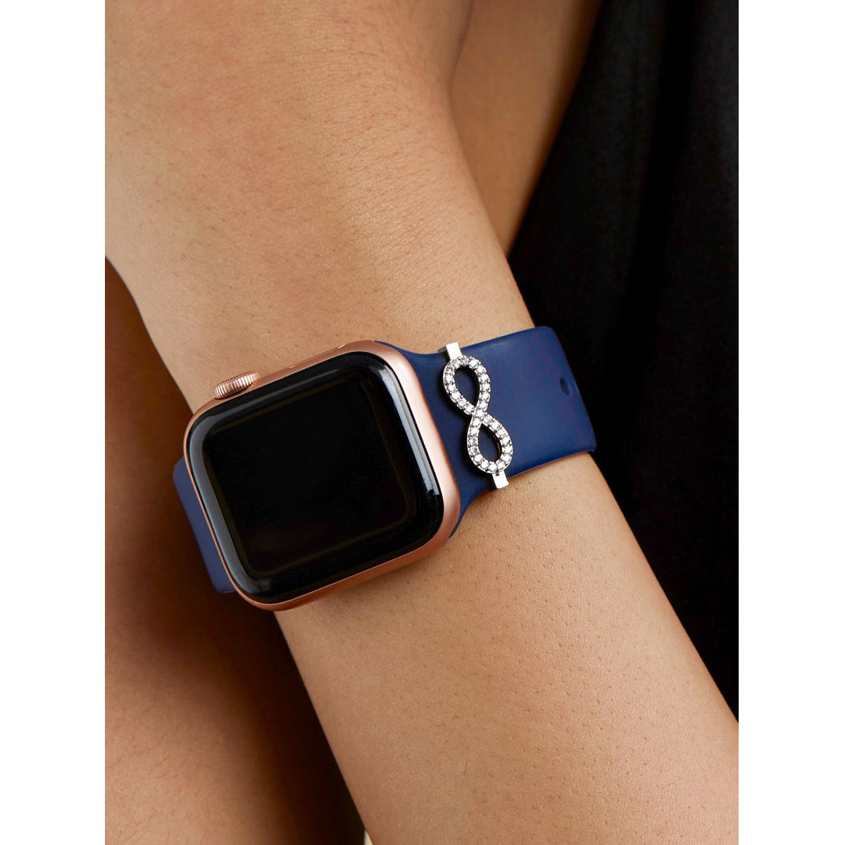 Infinity Shape Pendant Decorative Ring Loops Copper Cubic Zirconia Gold Watch Charm Band For Women