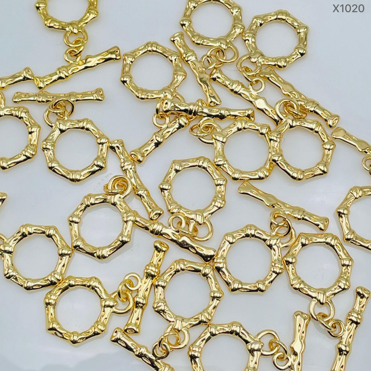 Beaten Gold Toggle T O Clasp 18K Gold Anti Tarnish DIY Accessory Lock for Chain Bracelet Main image