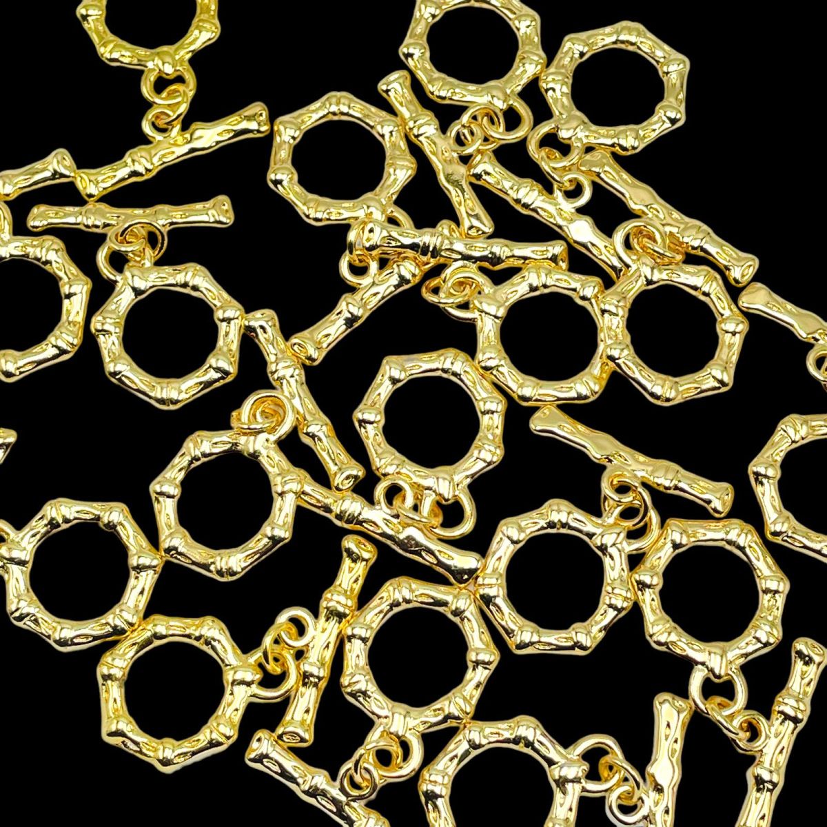 Beaten Gold Toggle T O Clasp 18K Gold Anti Tarnish DIY Accessory Lock for Chain Bracelet Secondary image
