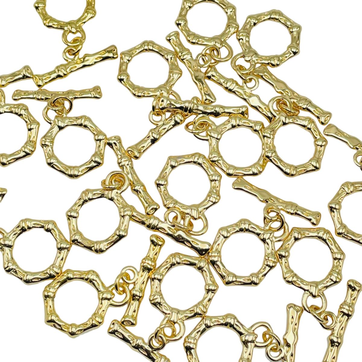 Beaten Gold Toggle T O Clasp 18K Gold Anti Tarnish DIY Accessory Lock for Chain Bracelet