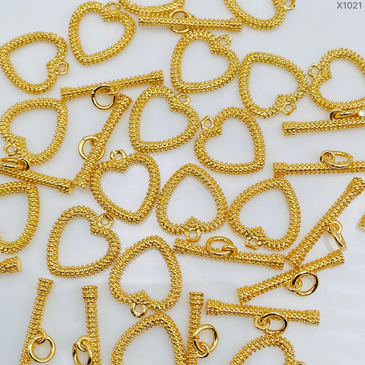 Heart Love Matte Toggle T O Clasp 18K Gold Anti Tarnish DIY Accessory Lock for Chain Bracelet Main image
