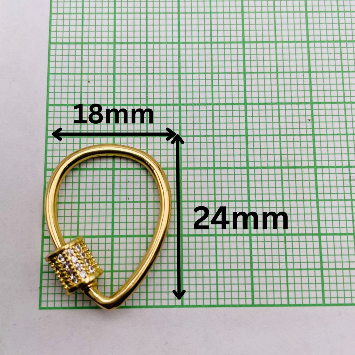 Pear Drop Zircon Openable  Clasp 18K Gold Anti Tarnish DIY Accessory Lock for Chain Bracelet