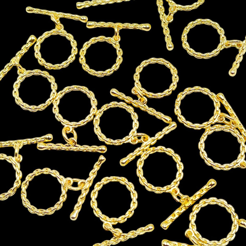 Braided Gold Toggle T O Clasp 18K Gold Anti Tarnish DIY Accessory Lock for Chain Bracelet