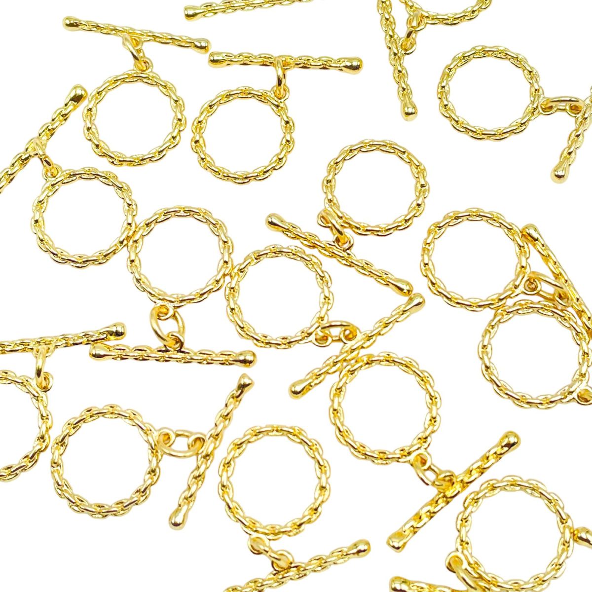 Braided Gold Toggle T O Clasp 18K Gold Anti Tarnish DIY Accessory Lock for Chain Bracelet