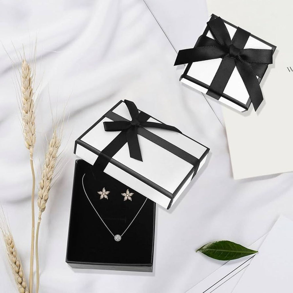 White Black Readymade Rectangle Gift Box 9 Cm X 7 Cm Bulk