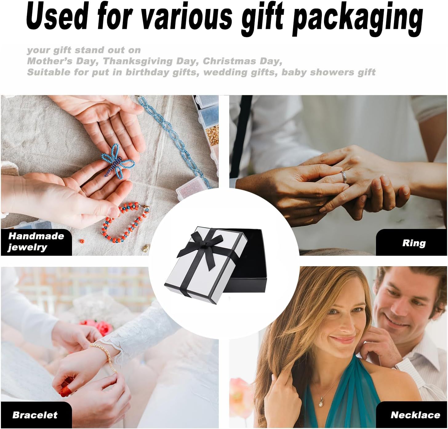 White Black Readymade Rectangle Gift Box 9 Cm X 7 Cm Bulk