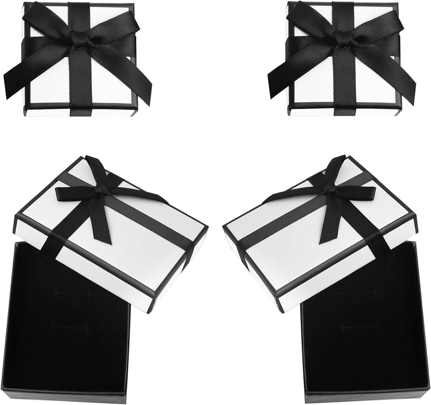 White Black Readymade Rectangle Gift Box 9 Cm X 7 Cm Bulk