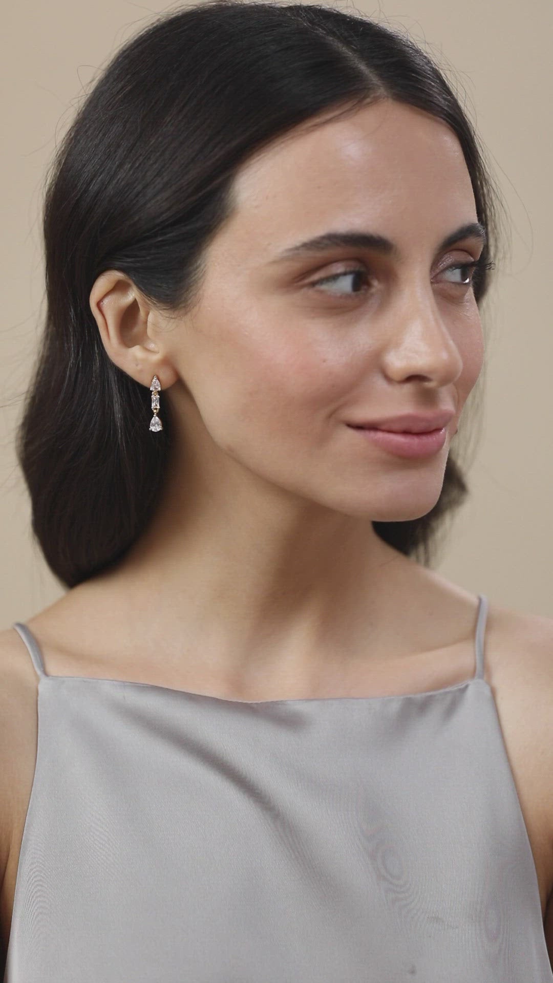 Brass 18K Rose Gold Fluid Crystal Earring Pair For Women Bulk