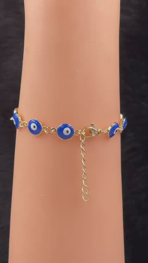 Turkish Blue Evil Eye Lucky 18K Gold Bracelet For Women Bulk