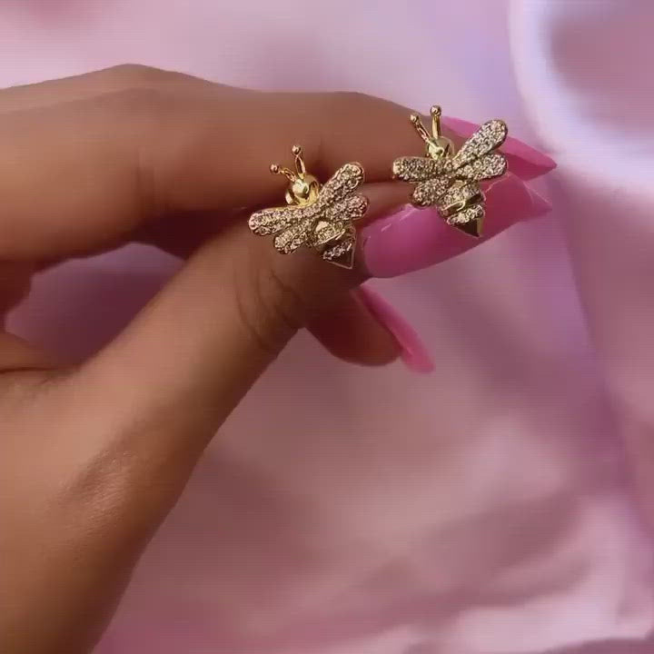 Honey Bee 18K Gold Brass Stud Earring Pair For Women Bulk