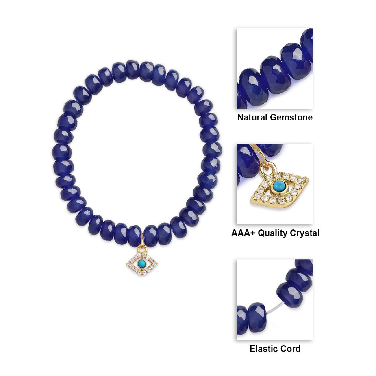 Brass 18K Evil Eye Charm Embellishment Bracelet For Women Bulk