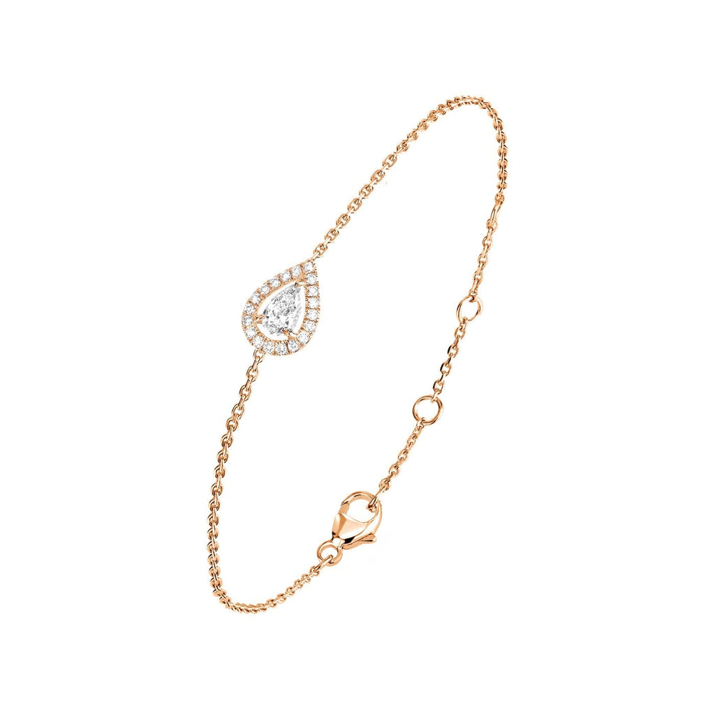 Brass 18K Rose Gold Pear Crystal Halo Chain Bracelet For Women Bulk