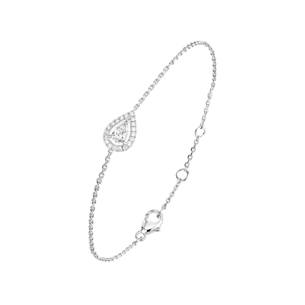 Brass 18K Rose Gold Pear Crystal Halo Chain Bracelet For Women Bulk