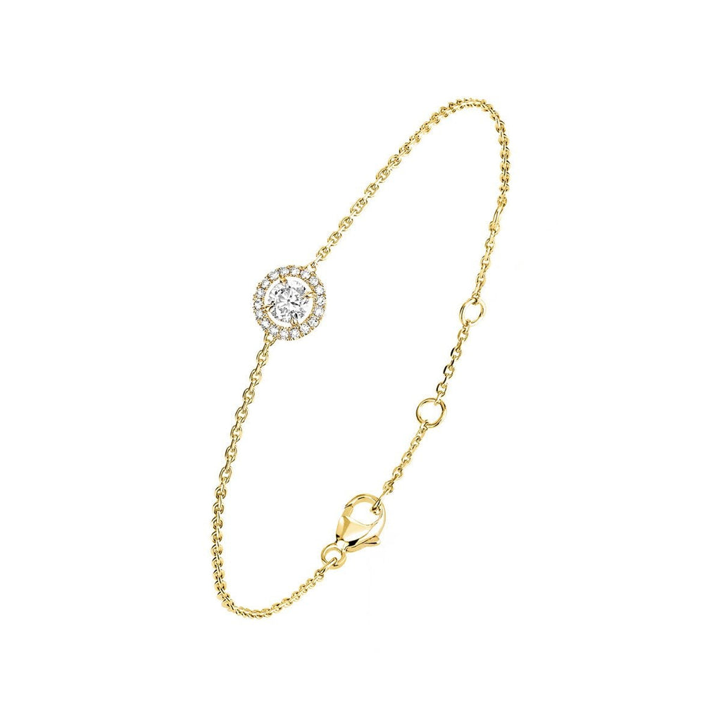 Brass 18K Rose Gold Round Crystal Halo Chain Bracelet For Women Bulk