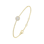 Brass 18K Rose Gold Round Crystal Halo Chain Bracelet For Women Bulk