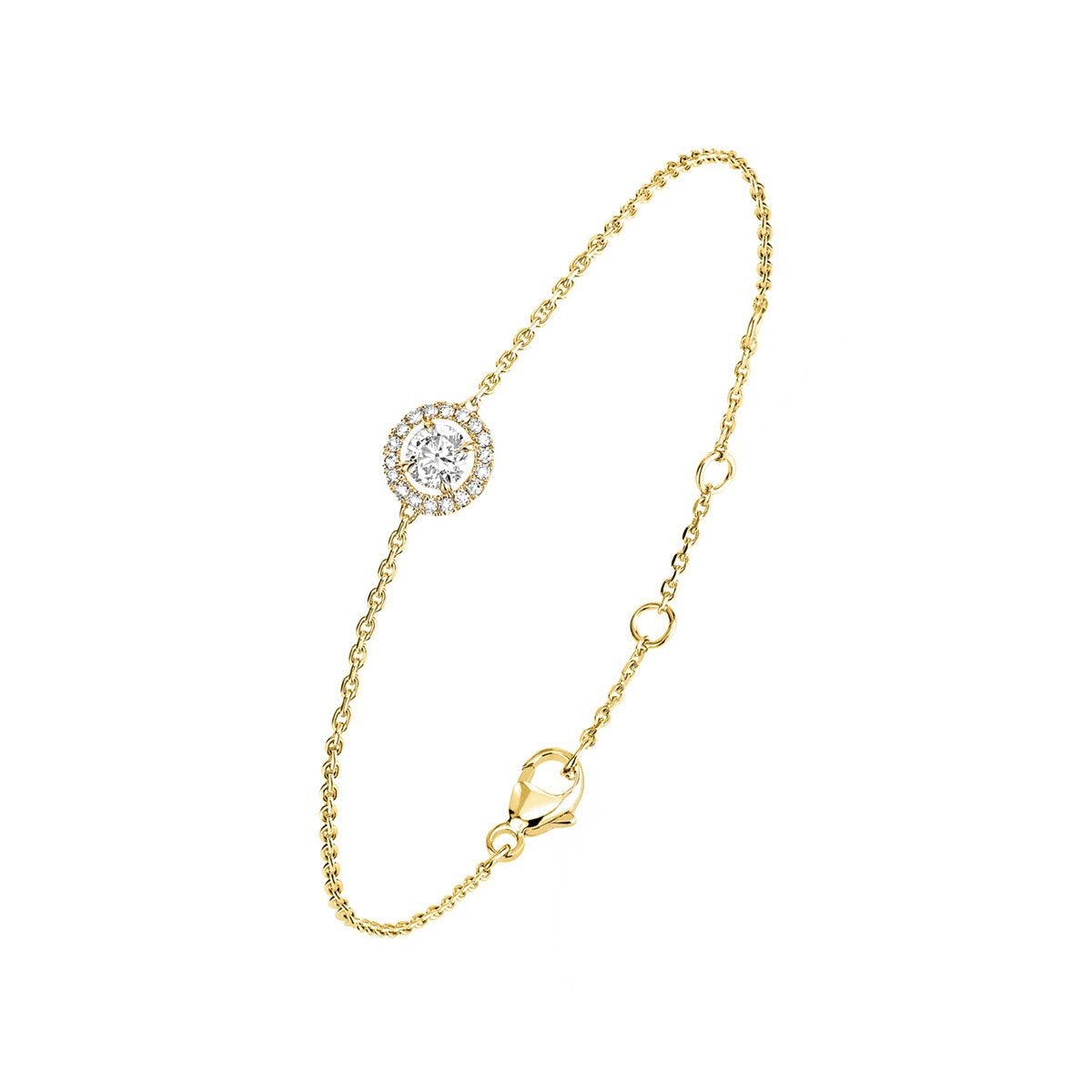 Brass 18K Rose Gold Round Crystal Halo Chain Bracelet For Women Bulk