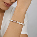 Brass 18K Crystal Studded Cross Embellishment Bracelet For Women Bulk