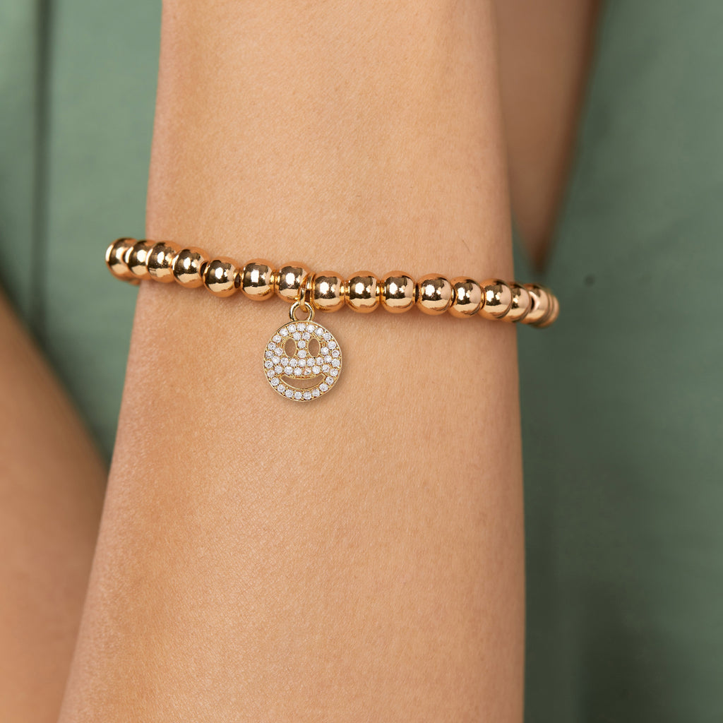 Brass 18K Smiley Emoji Embellishment Bracelet For Women Bulk