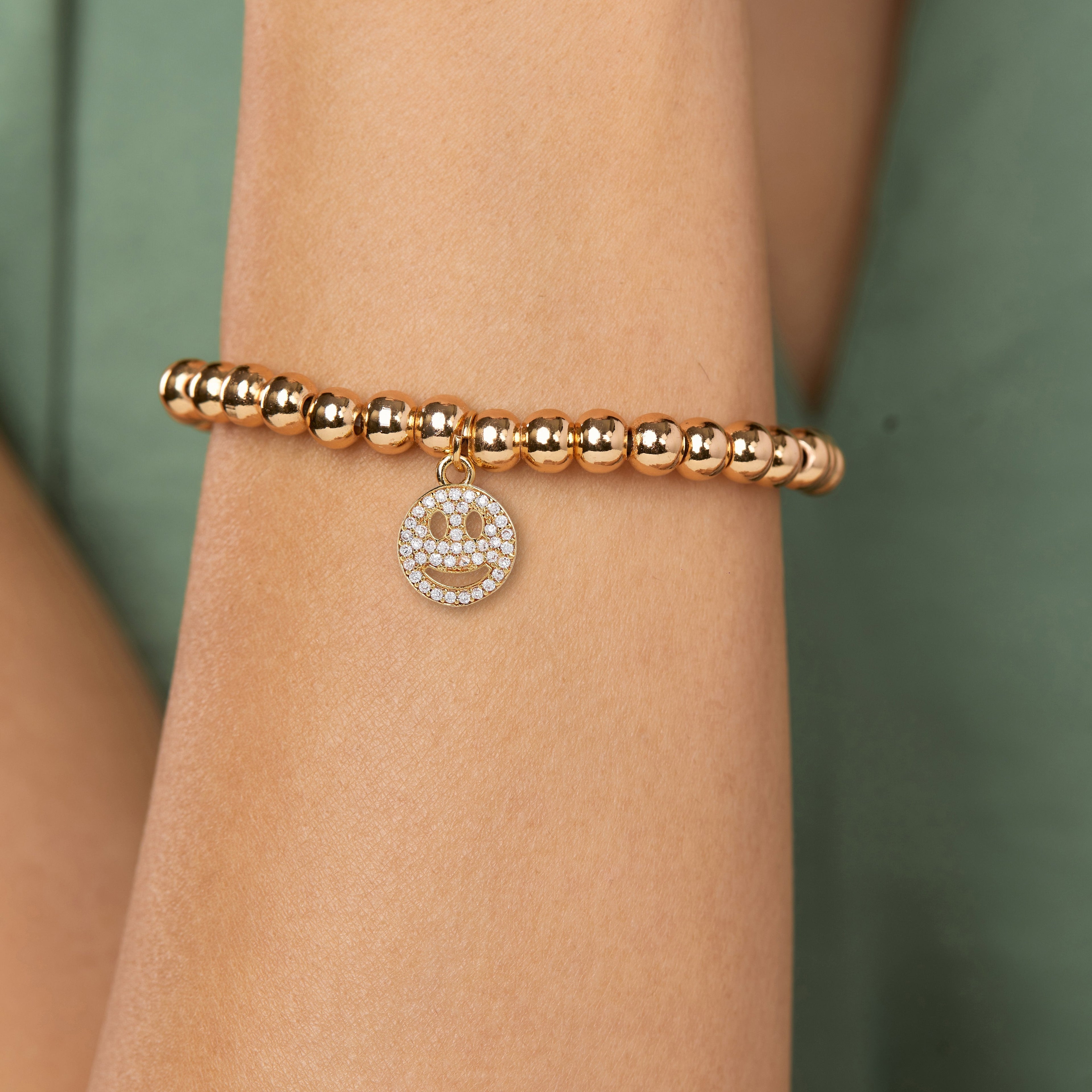 Brass 18K Smiley Emoji Embellishment Bracelet For Women Bulk