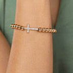 Brass 18K Crystal Studded Cross Embellishment Bracelet For Women Bulk