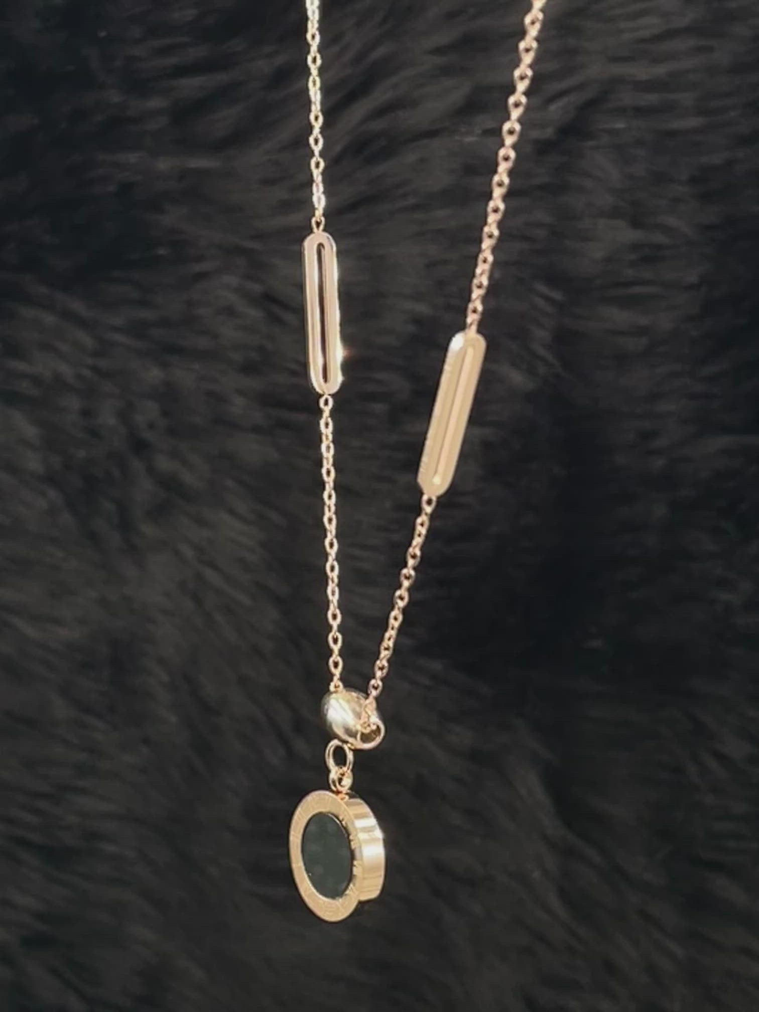 Roman White Black Rose Gold Stainless Steel Link Single Necklace Pendant Chain Women