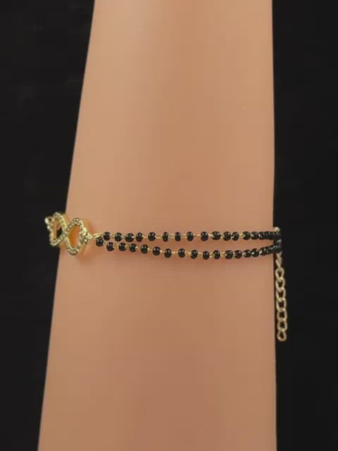 Infinity Zircon CZ Charm 22K Gold Haath Hand Mangalsutra Bracelet Bulk