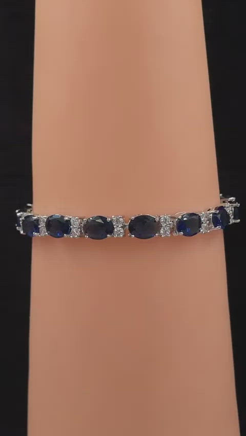 Tennis Blue Sapphire Cubic Zirconia American Diamond Bracelet Bulk