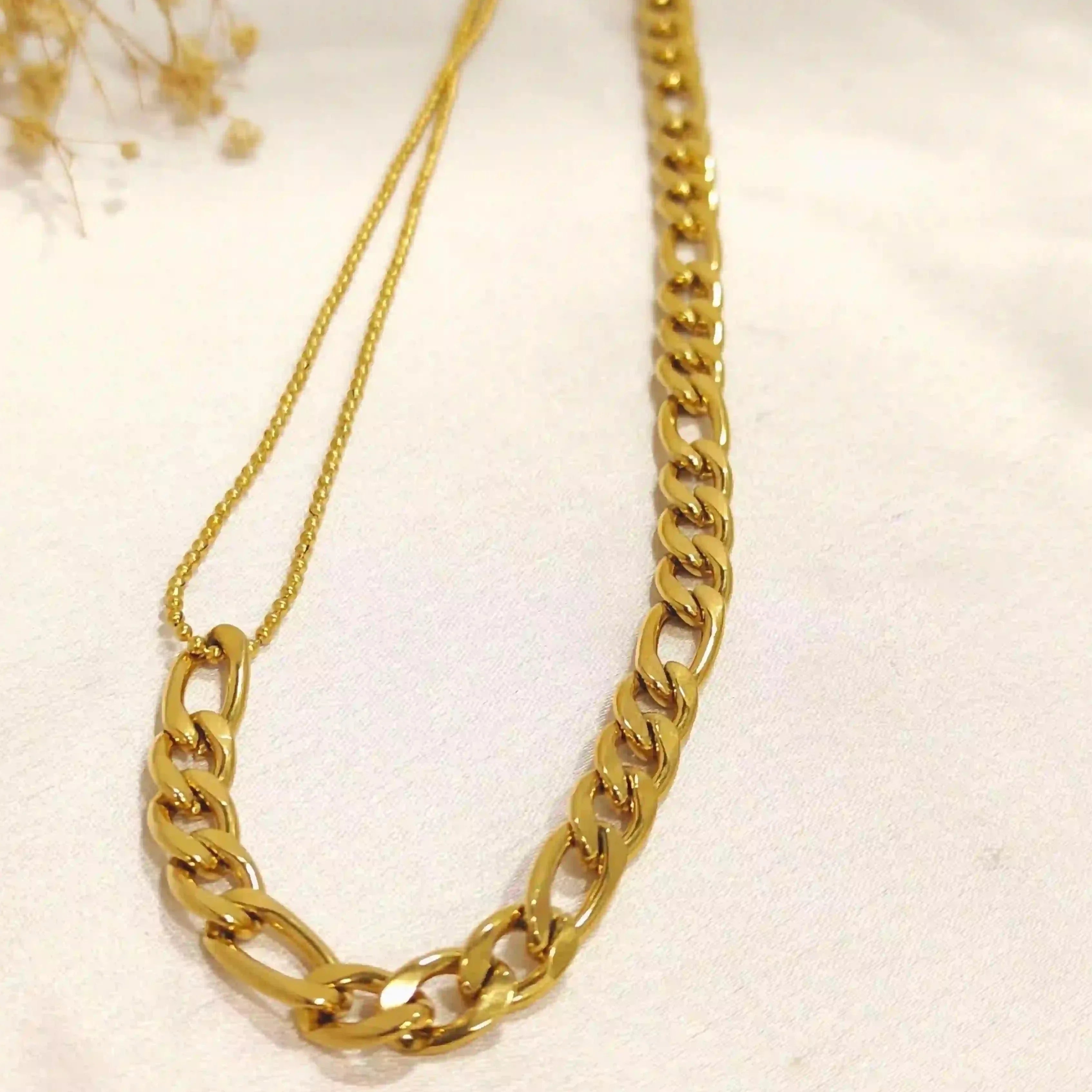 Half Curb Chain Gold Stainless Steel Anti Tarnish Necklace Chain Bulk Main image