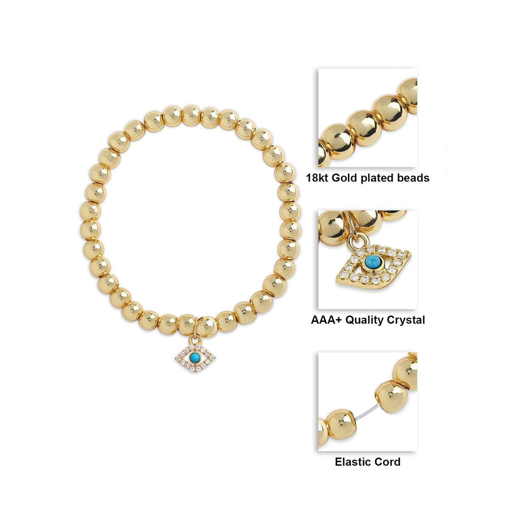 Brass 18K Evil Eye Charm Embellishment Bracelet For Women Bulk