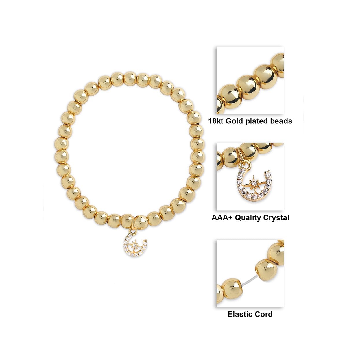 Brass 18K Horseshoe Starburst Embellishment Bracelet For Women Bulk Secondary image