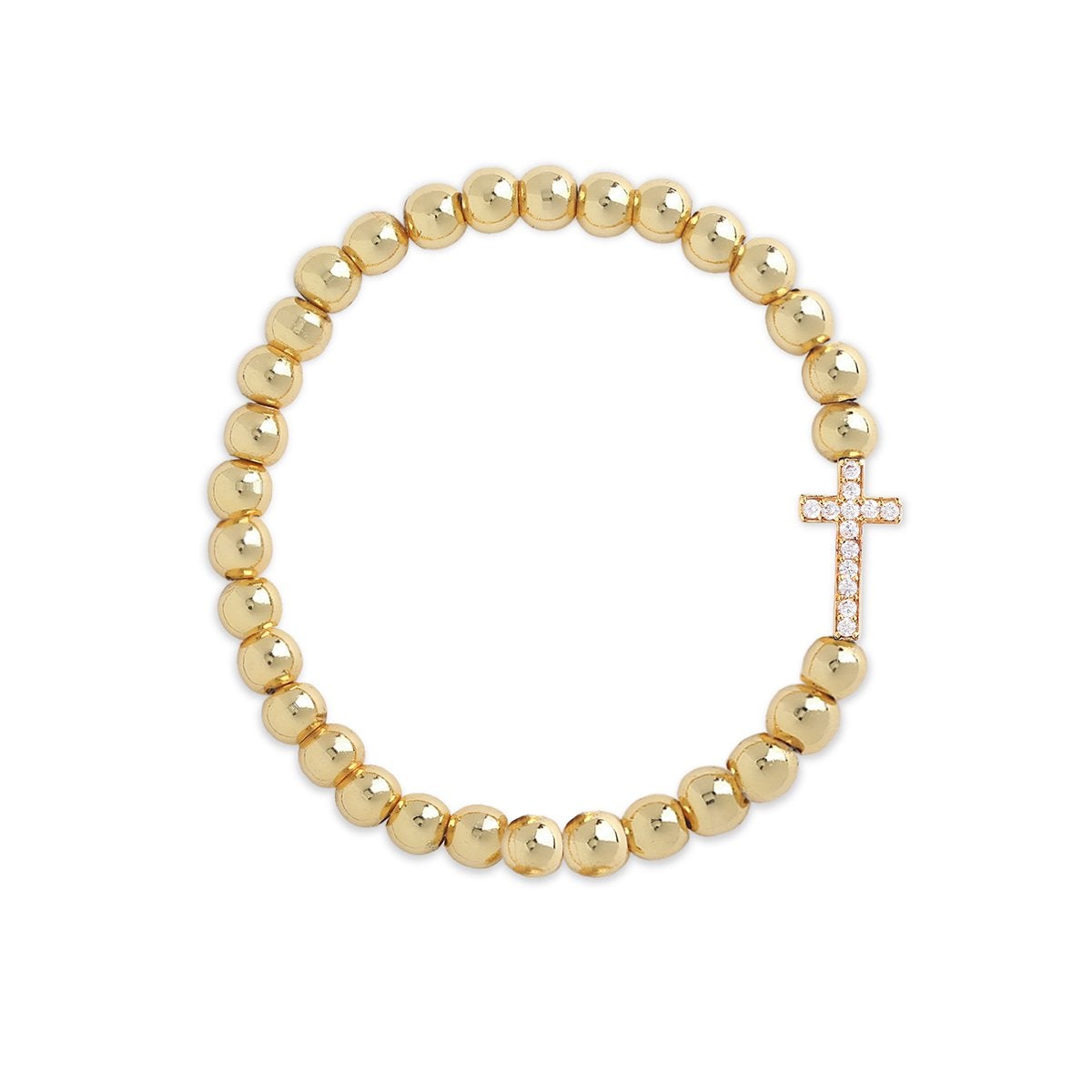 Brass 18K Crystal Studded Cross Embellishment Bracelet For Women Bulk Main image