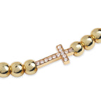 Brass 18K Crystal Studded Cross Embellishment Bracelet For Women Bulk