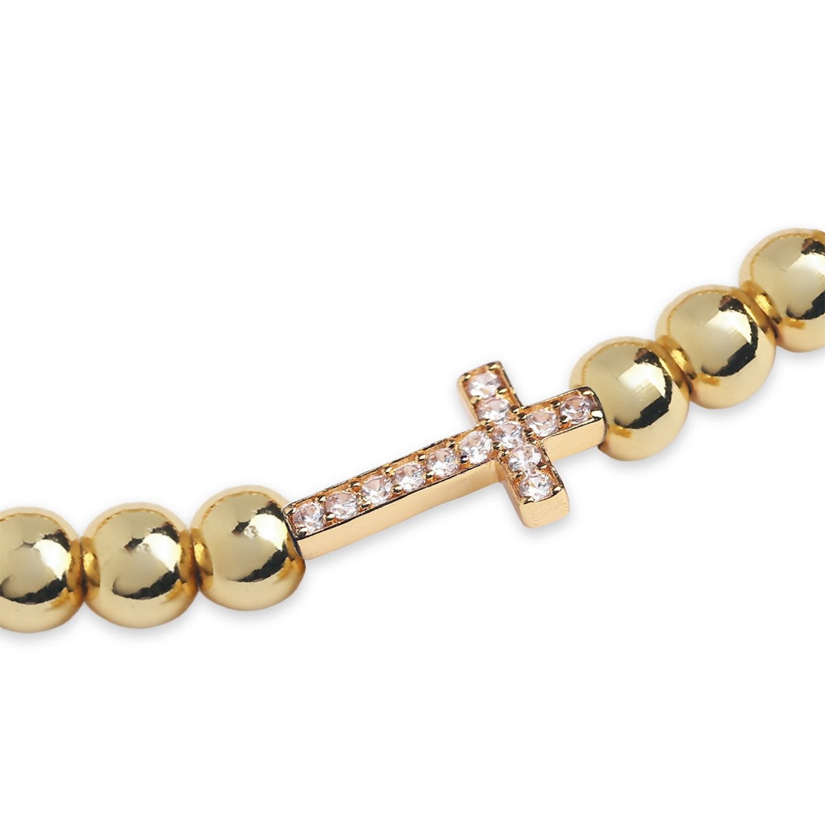 Brass 18K Crystal Studded Cross Embellishment Bracelet For Women Bulk