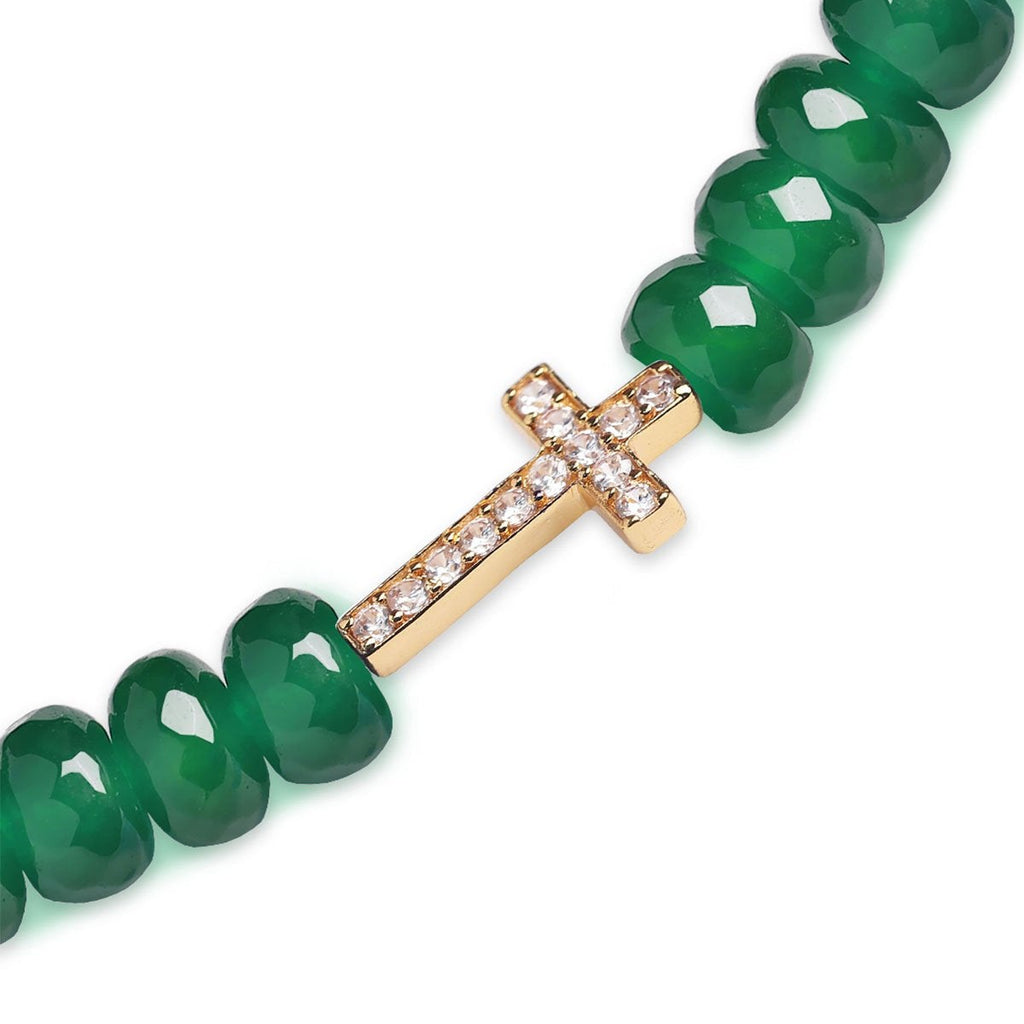 Brass 18K Crystal Studded Cross Embellishment Bracelet For Women Bulk
