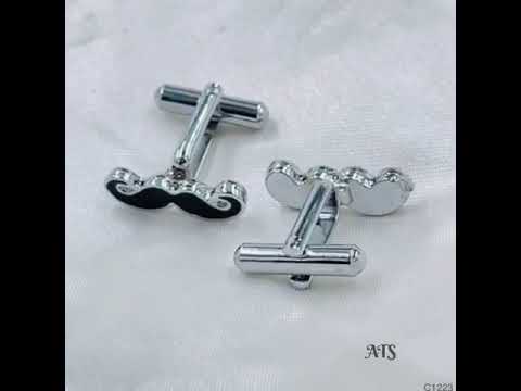Fancy Silver Mooch Moustache Cufflinks In Box Bulk