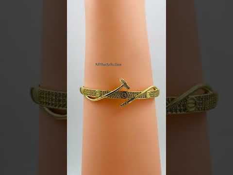 Copper Double Layer Screw Nail CZ 18K Gold Openable Kada Bulk