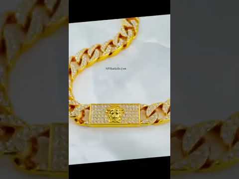 Hip Hop Iced Out Alloy Cuban Gold Rhinestone Studded Chunky Logo Necklace Chain