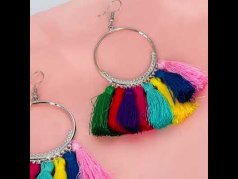 Rainbow Silky Hanging Multicolor Chandbali Earring Bulk