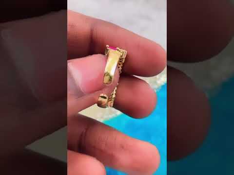 Ruby Red Cubic Zirconia Crystal Baguette Gold Adjustable Ring Bulk