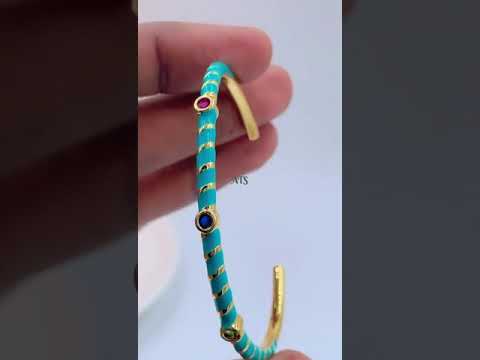 Hot Neon Pink Enamel Slim Studded Free Size Cuff Kada Bangle Bulk